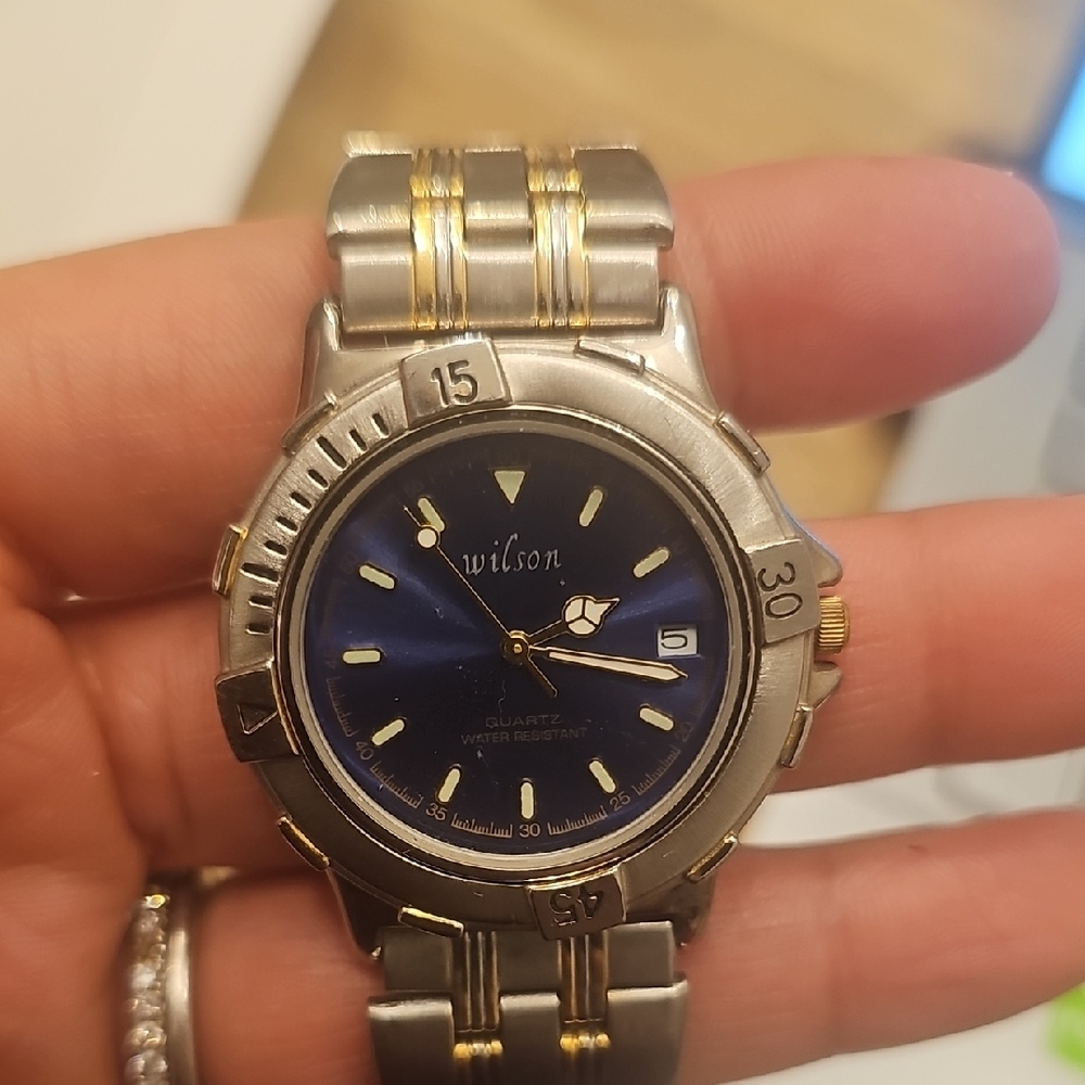 Wilson Blue Dial Watch with Silver and Gold Accents